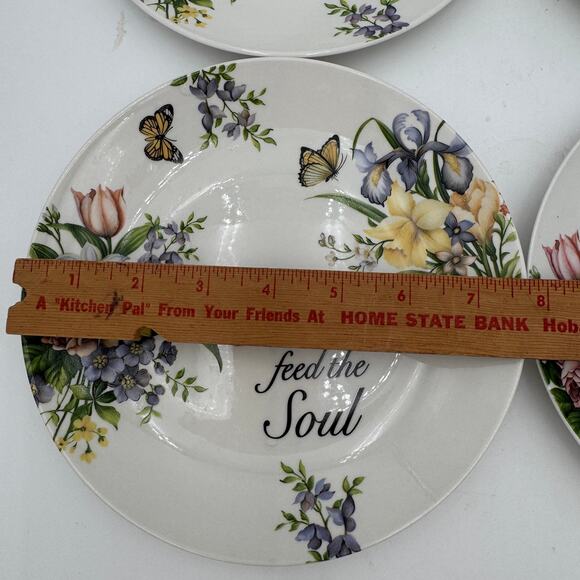 Set of 4 Salad Plates Flowers Feed the Soul By Lily Creek - Picture 4 of 8